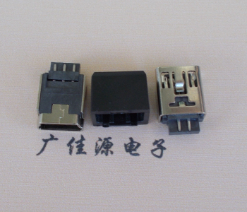 龙岩MINI USB 5Pin接口 带护套焊线母座 B型180度铜壳