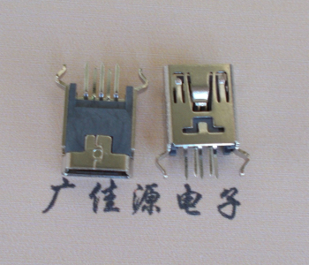 龙岩MINI USB5p母座|B型口180度|直插弯脚
