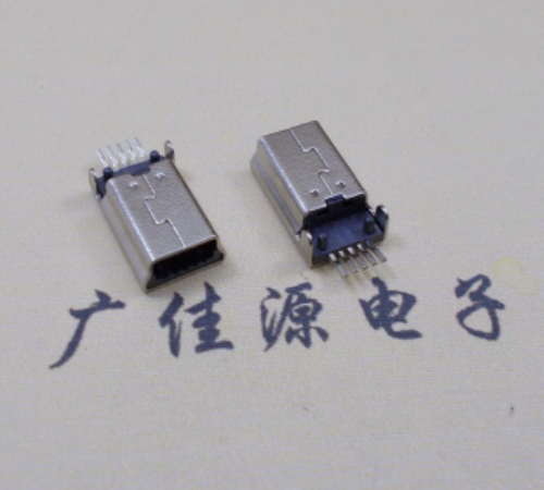 龙岩MINI USB公头 5pin端子贴板带柱 10.7mm体长