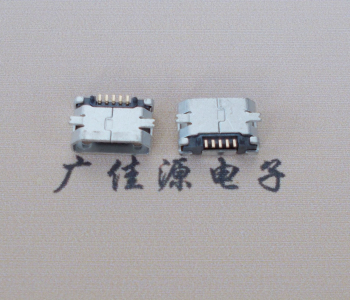 龙岩Micro USB平口全贴板 鱼叉脚5.0长带定位柱加焊盘
