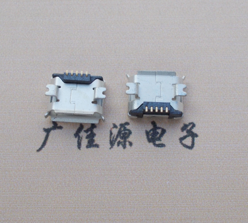 龙岩Micro USB 5PIN接口,B型垫高0.9mm鱼叉脚贴片雾锡卷边