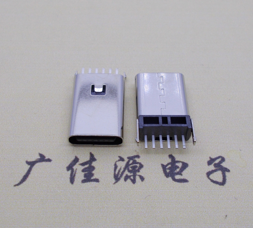 龙岩铆合c型接口type c6p母座立式两脚插6pin针脚直插