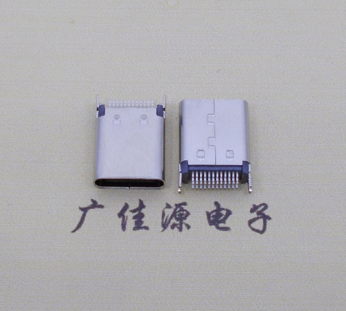 龙岩立式usb type c24p夹板母座连接器 夹板距离0.8mm高度10.5mm插脚为鱼叉脚 