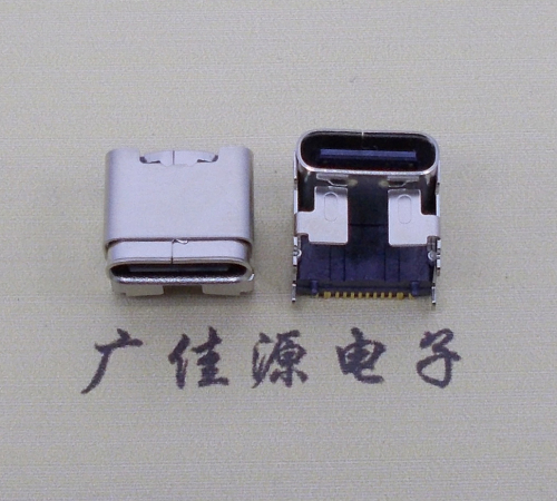 龙岩type c16p四脚插板单排贴片板上垫高母座H=5.9、9.5mm