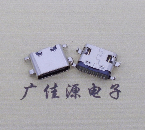 龙岩type c16p沉板母座破板0.8mm/1.0mm/1.2mm/1.6mm四脚插板端子SMT总体长度L=6.5mm