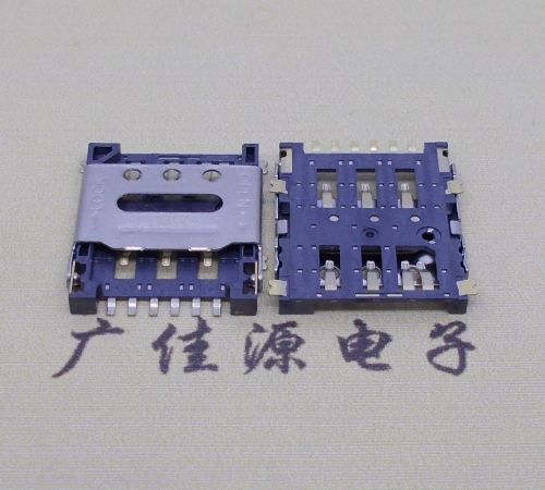 龙岩掀盖手机卡座nano sim 1.5h 6pin超薄双用插卡贴片式