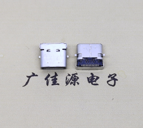 龙岩type c24p板上双壳连接器接口 DIP+SMT L=10.0脚长1.6母头